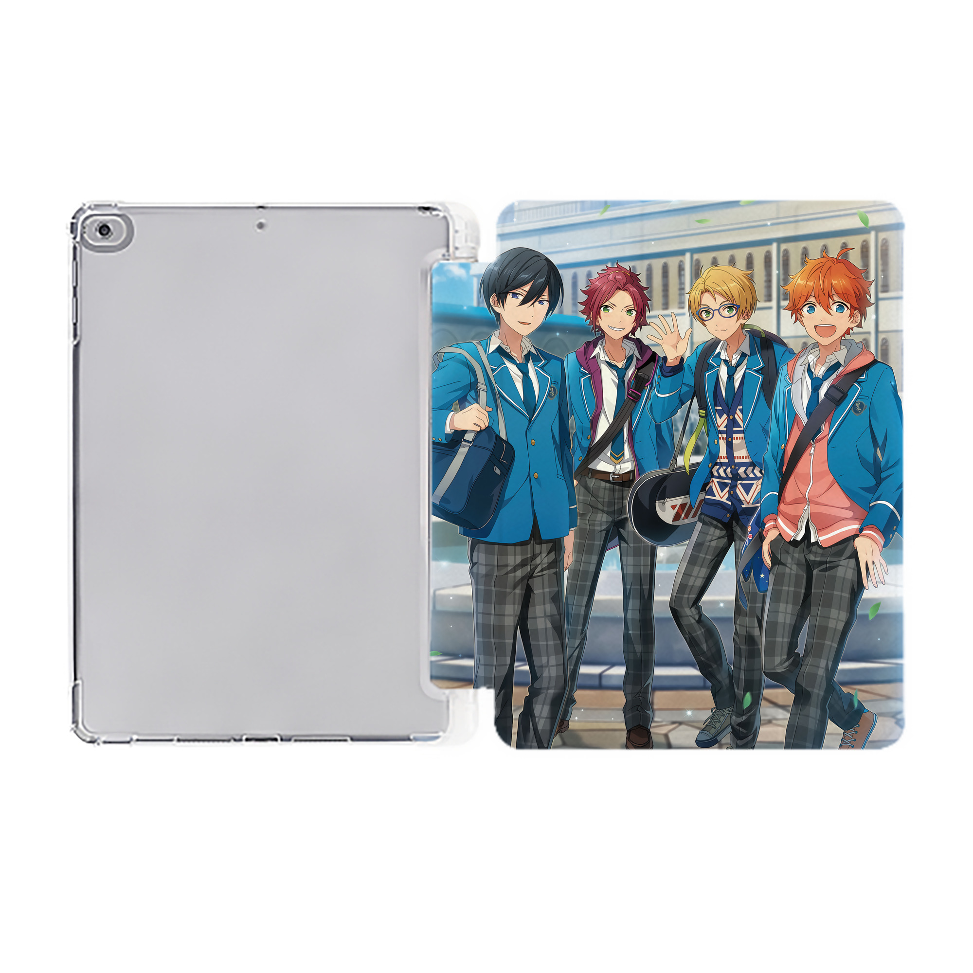 あんさんぶるスターズ! Ensemble Stars IPad ケース ペン収納付き 三つ折りスタンド PUレザー×シリコン 対応機種9.5/10.5/10.9インチ